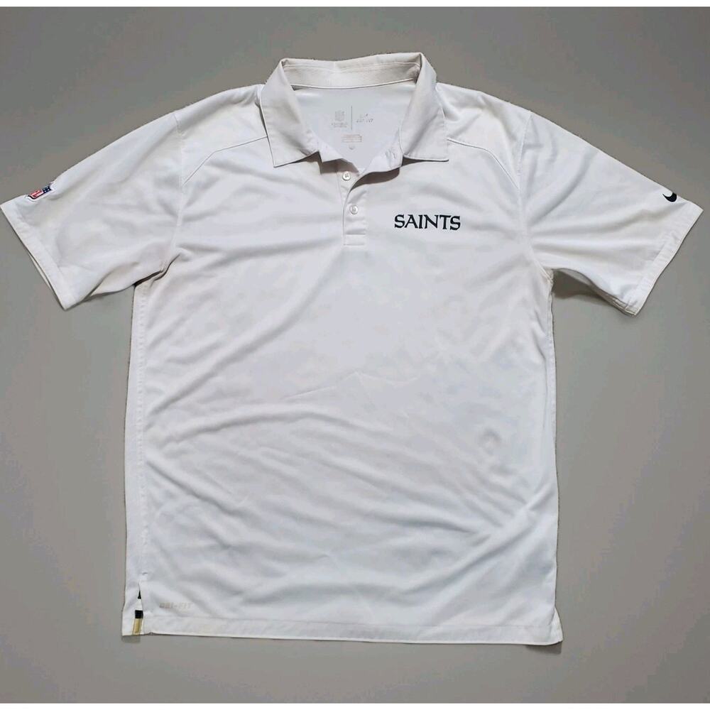 New Orleans Saints Men's NFL Nike Dri Fit On Field White Polo Shirt M